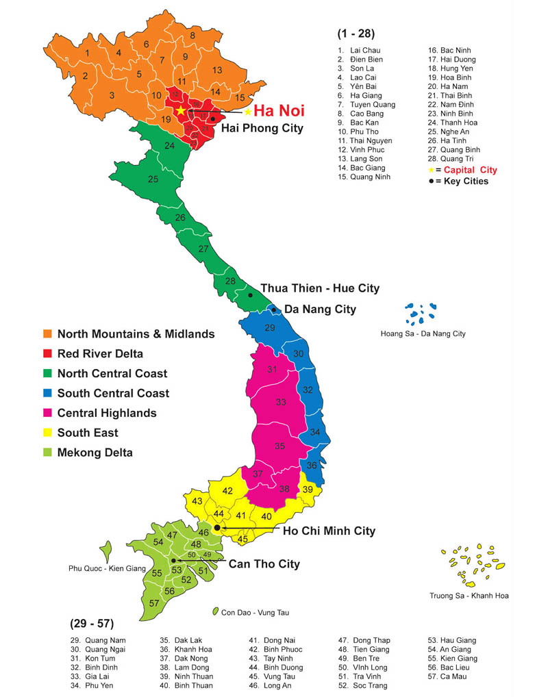 Bản đồ Việt Nam và bản đồ hành chính mới nhất của 63 tỉnh thành